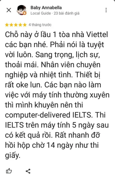 Đánh giá của học viên về Hội đồng Anh (ảnh: BlogAnChoi)