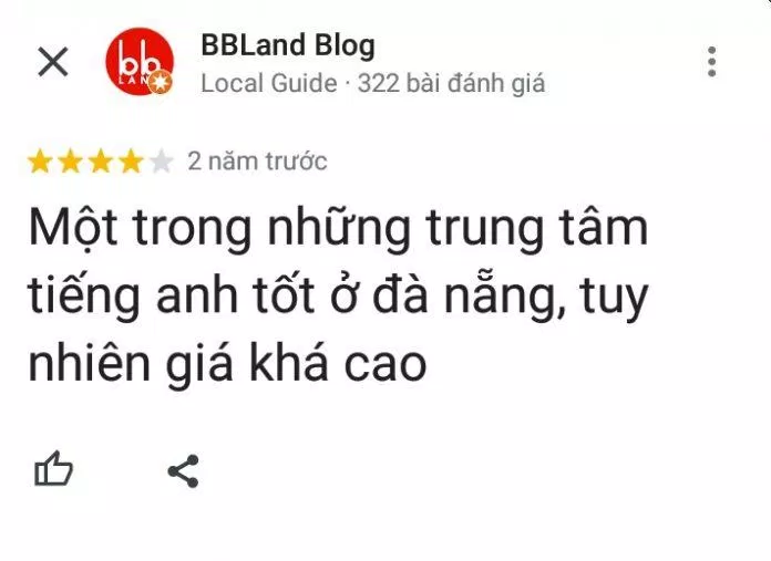 Đánh giá của học viên về trung tâm tiếng Anh Apollo Đà Nẵng (ảnh: BlogAnChoi)