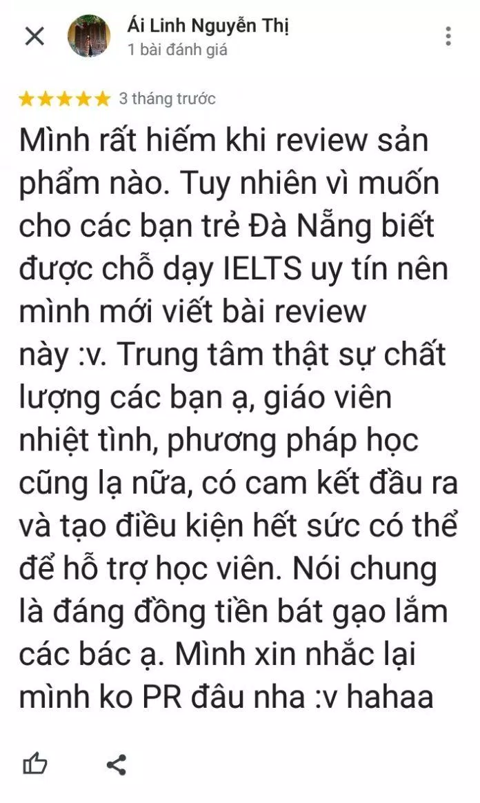 Đánh giá của học viên về trung tâm (ảnh: BlogAnChoi)