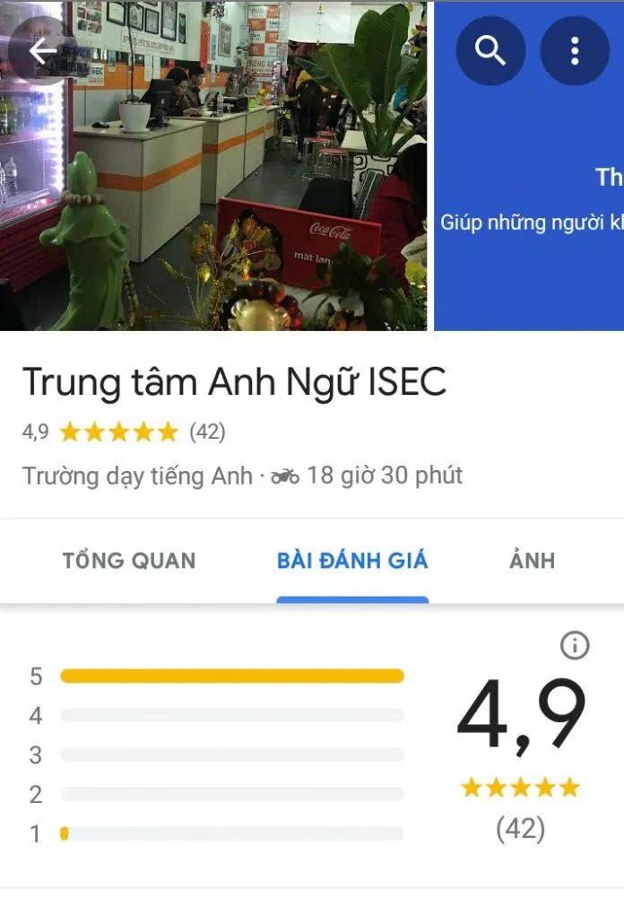 Điểm đánh giá trên Google Maps (ảnh: BlogAnChoi)