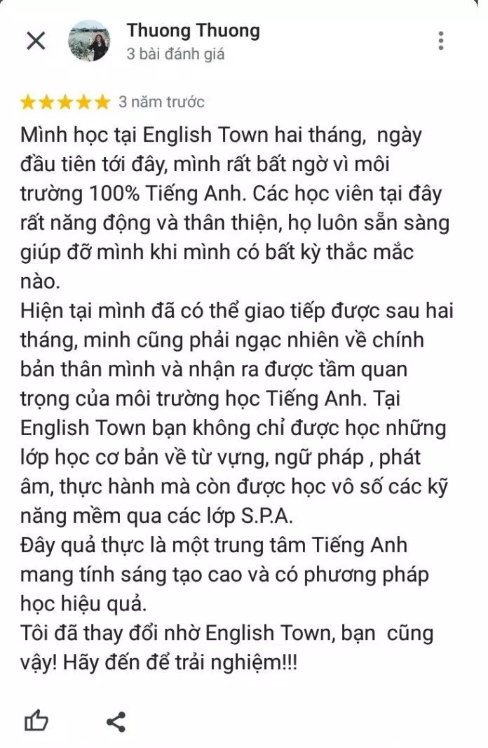 Đánh giá của học viên về trung tâm Anh ngữ English Town (ảnh: BlogAnChoi) Đánh giá của học viên về trung tâm Anh ngữ English Town (ảnh: BlogAnChoi)
