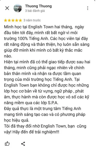 Đánh giá của học viên về trung tâm Anh ngữ English Town (ảnh: BlogAnChoi) Đánh giá của học viên về trung tâm Anh ngữ English Town (ảnh: BlogAnChoi)