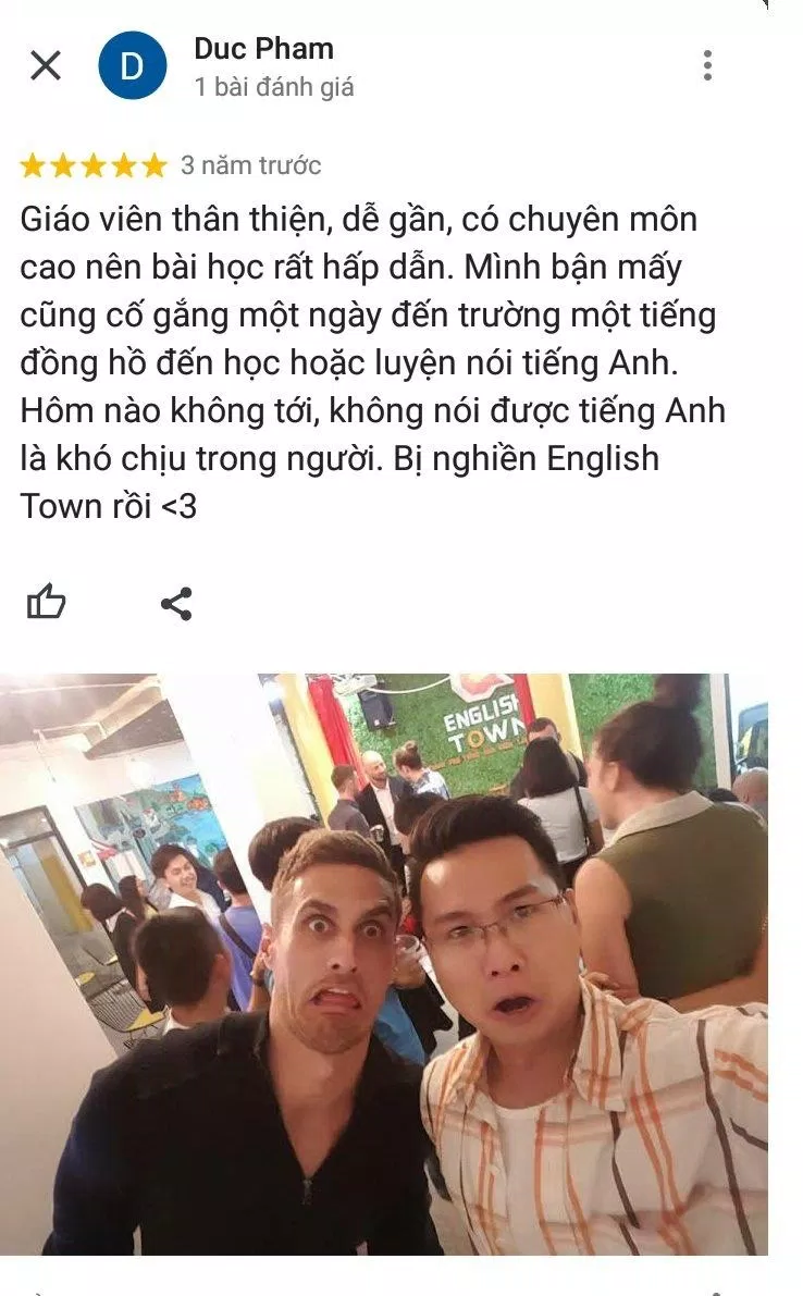 Đánh giá của học viên về trung tâm Anh ngữ English Town (ảnh: BlogAnChoi) Đánh giá của học viên về trung tâm Anh ngữ English Town (ảnh: BlogAnChoi)