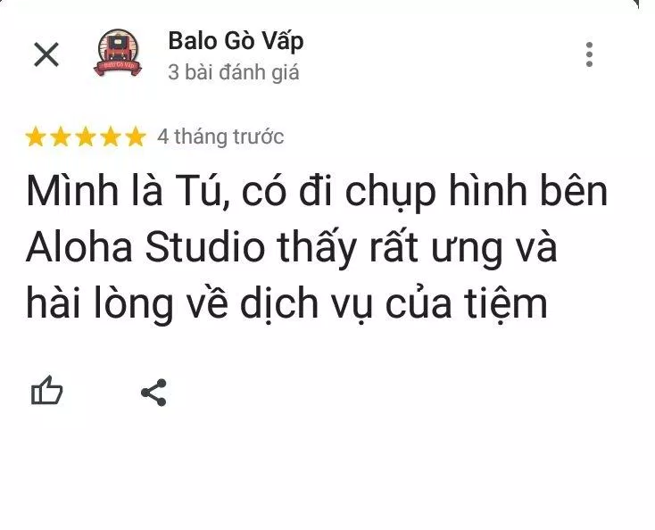 Đánh giá của khách hàng về Aloha Studio (ảnh: BlogAnChoi)