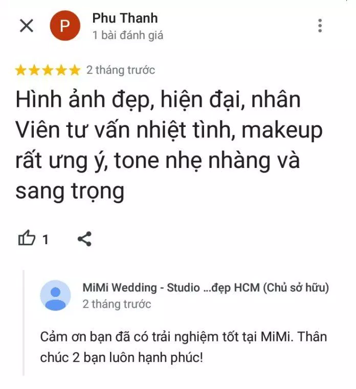 Đánh giá của khách hàng về MiMi Wedding (ảnh: BlogAnChoi) Đánh giá của khách hàng về MiMi Wedding (ảnh: BlogAnChoi)
