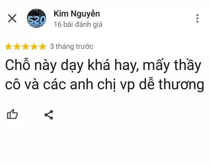 Đánh giá của học viên về trung tâm Anh ngữ NewSky (ảnh: BlogAnChoi)