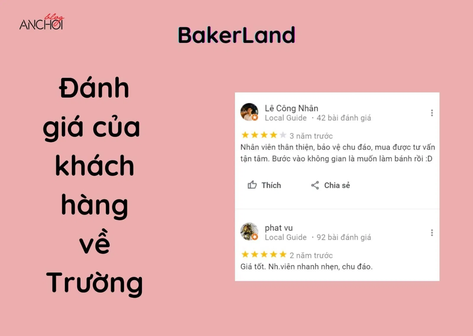 Đánh giá của học viên về BakerLand (Ảnh: BlogAnChoi)