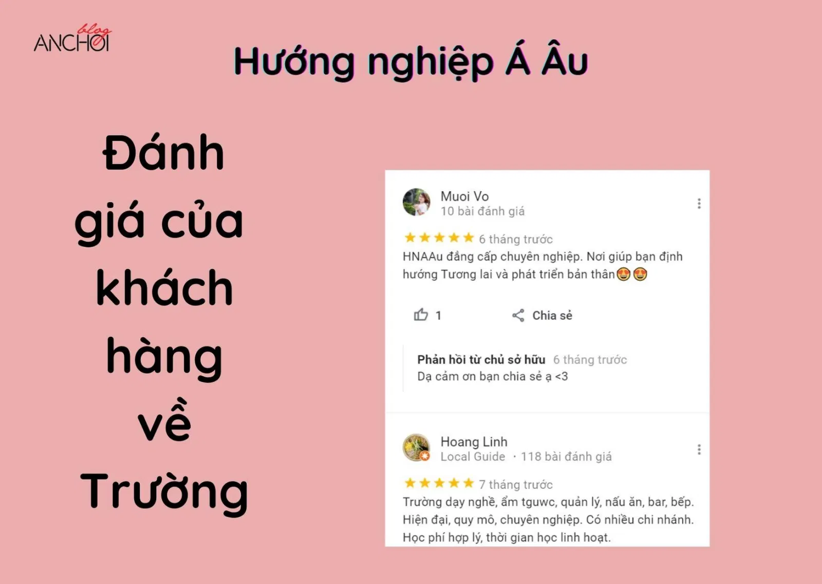 Đánh giá của học viên về hướng nghiệp Á Âu (Ảnh: BlogAnChoi)