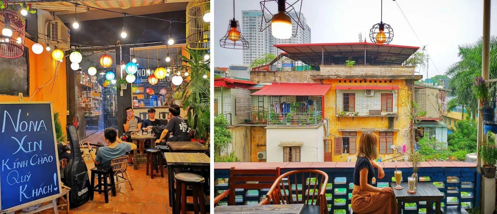 Không gian được bài trí theo phong cách mộc mạc, giản dị của Nona Cafe. (Ảnh: Internet)