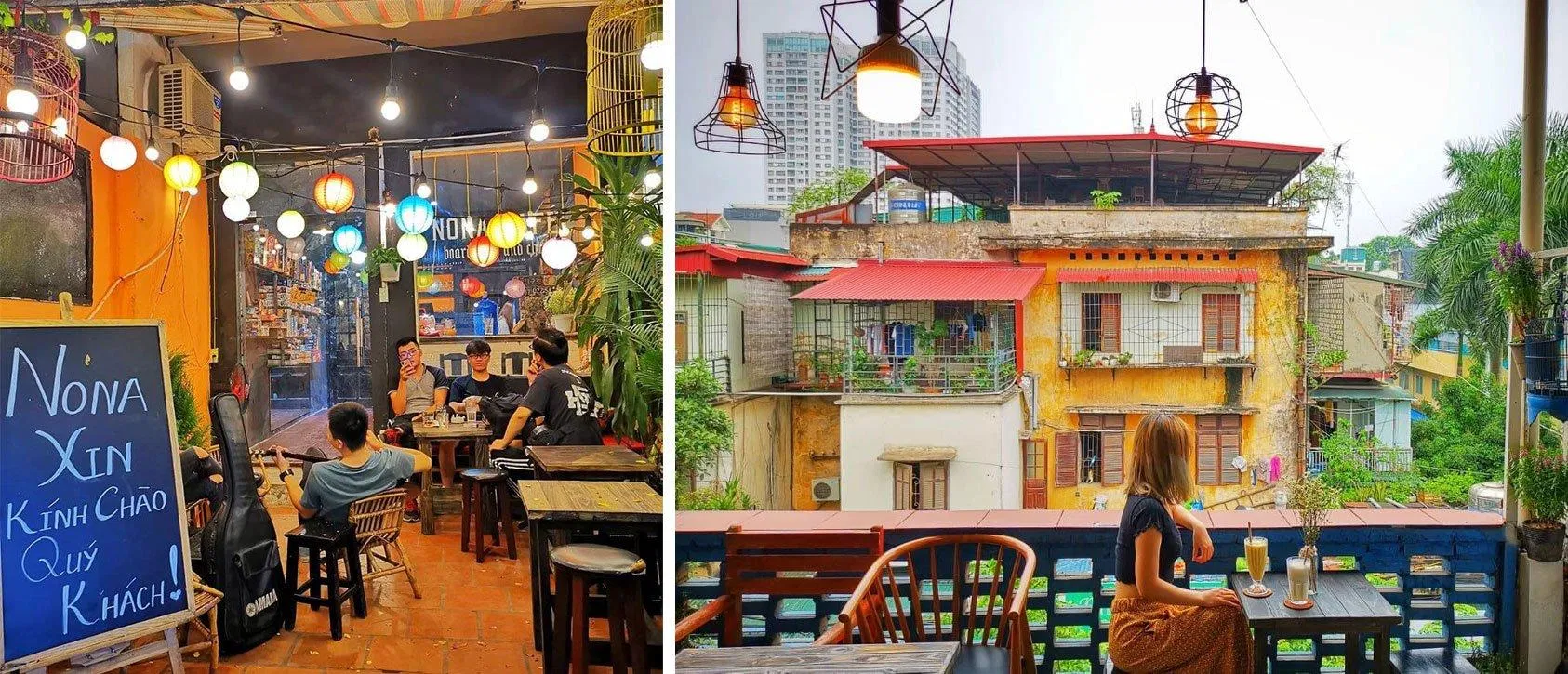 Không gian được bài trí theo phong cách mộc mạc, giản dị của Nona Cafe. (Ảnh: Internet)
