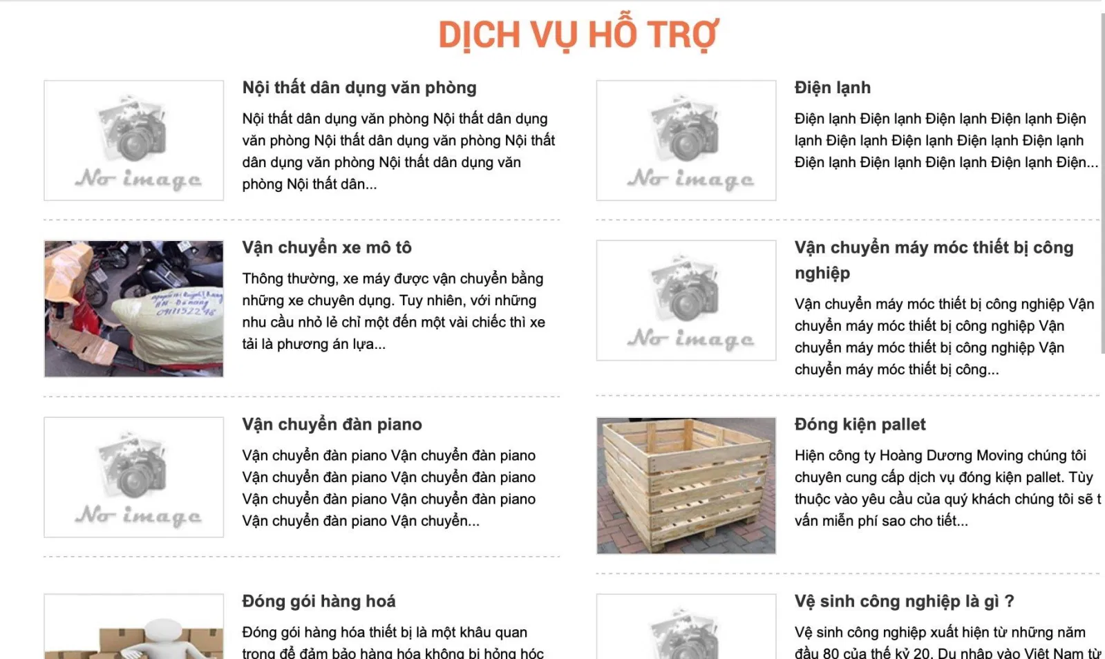 Dịch vụ của Công Ty Vận Tải Dịch Vụ Chuyển Nhà Hoàng Dương (Ảnh BlogAnChoi)