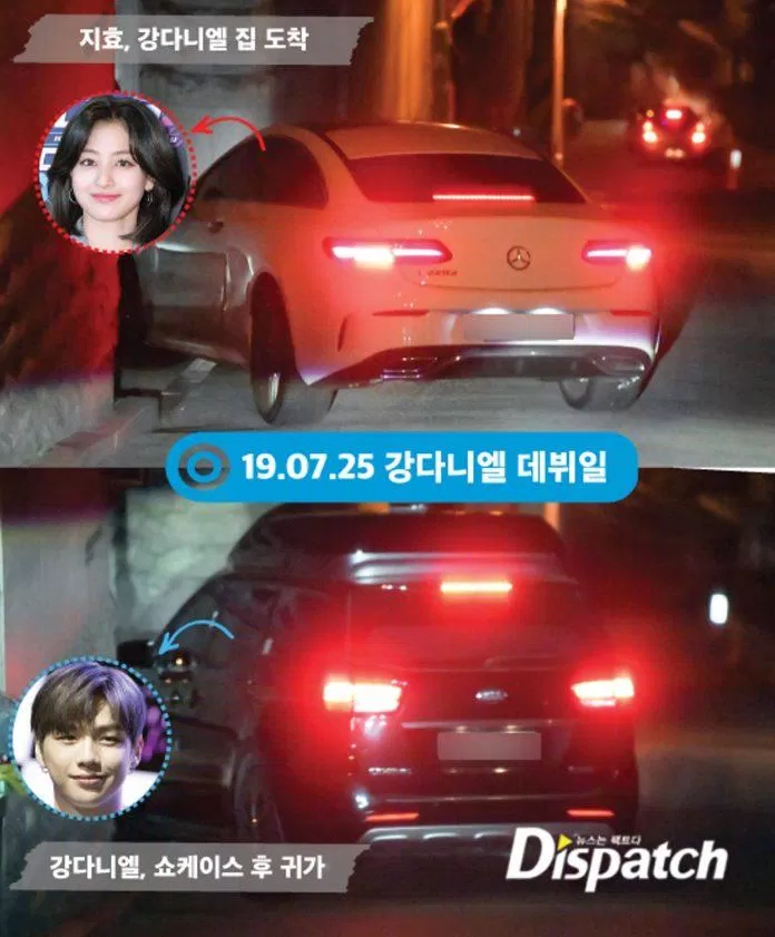 Hình ảnh Jihyo và Kang Daniel do Dispatch bắt gặp (ảnh: Internet)