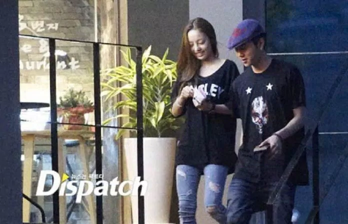 Hình ảnh Goo Hara và Junhyung do Dispatch bắt gặp (ảnh: Internet)