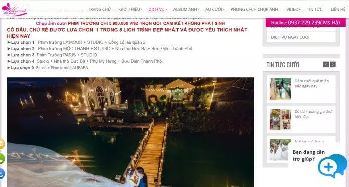 Bảng giá dịch vụ của Mailisa (ảnh: BlogAnChoi)