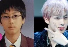 Jin (BTS) với cặp kính cận đáng yêu hồi nhỏ và bây giờ. (Nguồn: Internet)