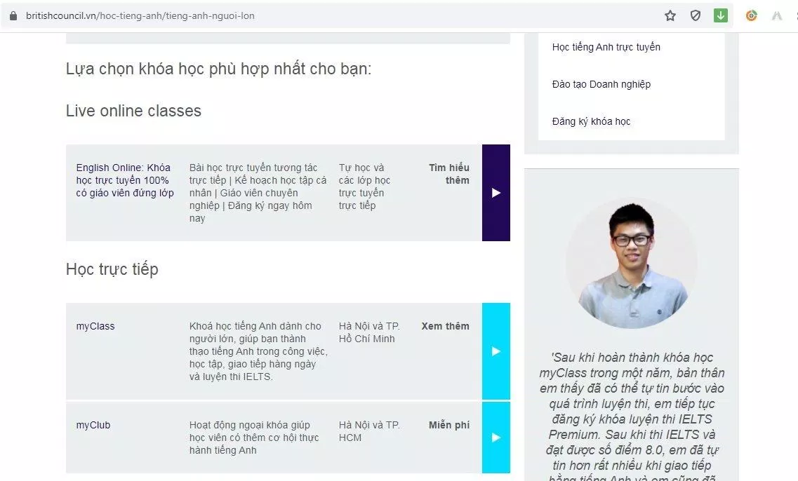 Khóa tiếng Anh dành cho người lớn tại Hội đồng Anh (ảnh: BlogAnChoi) Khóa tiếng Anh dành cho người lớn tại Hội đồng Anh (ảnh: BlogAnChoi)