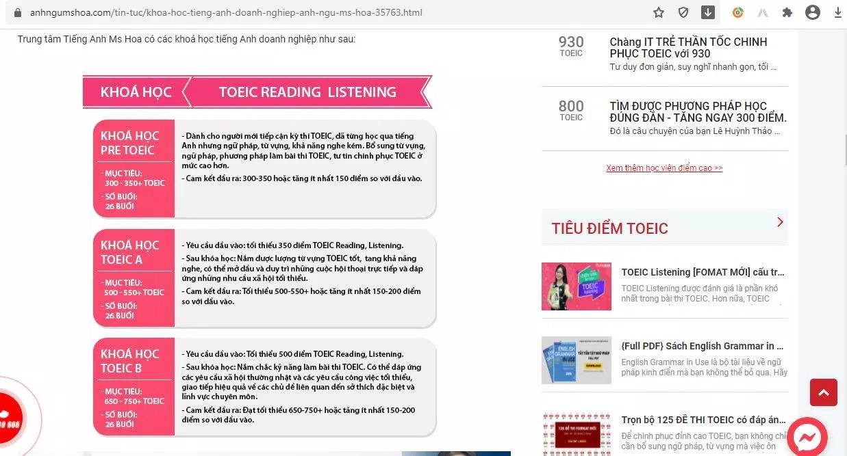 Khóa học TOEIC dành cho doanh nghiệp (ảnh: BlogAnChoi)