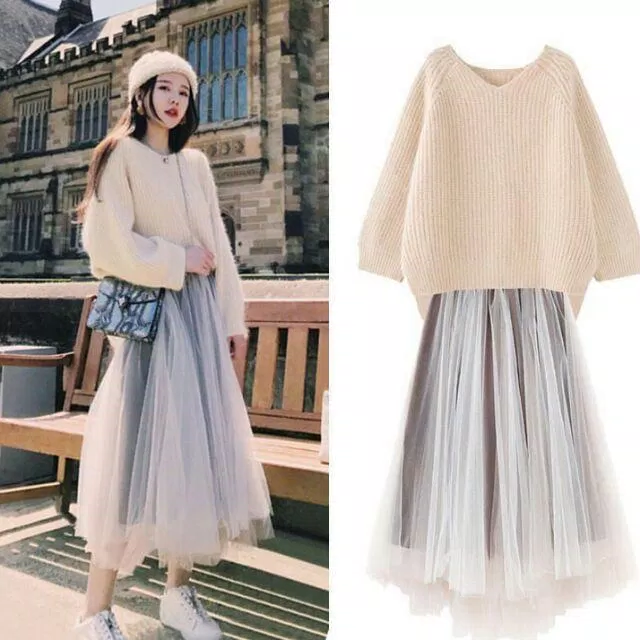 Áo lên lông thỏ mix với chân váy tulle (Nguồn: Internet) Áo lên lông thỏ mix với chân váy tulle (Nguồn: Internet)