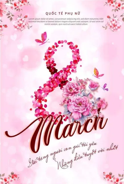 Mẫu thiệp chúc mừng ngày Quốc tế Phụ nữ 8/3 đẹp, mới nhất 2022. (Ảnh: Internet)