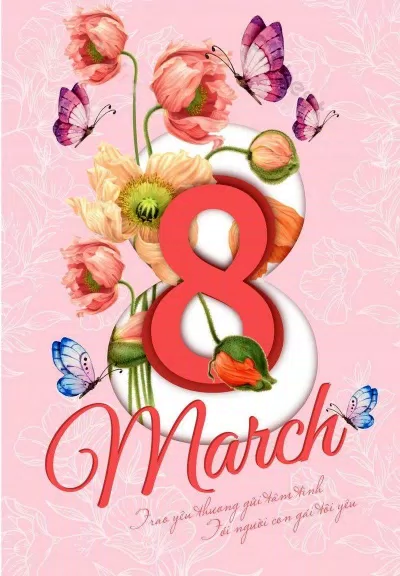 Mẫu thiệp chúc mừng ngày Quốc tế Phụ nữ 8/3 đẹp, mới nhất 2022. (Ảnh: Internet)