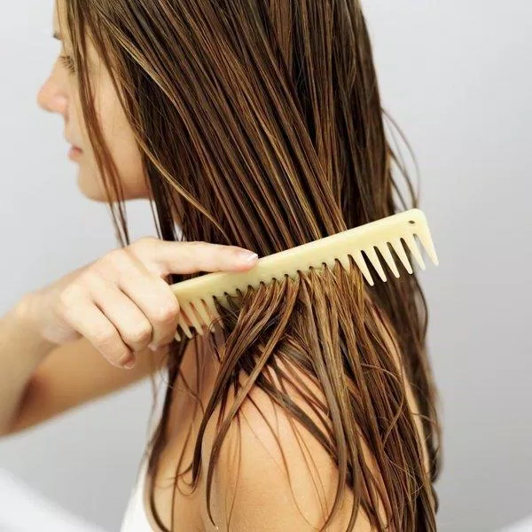 Chải tóc khi tóc ướt là thói quen dễ làm tóc rụng (Nguồn: Internet).
