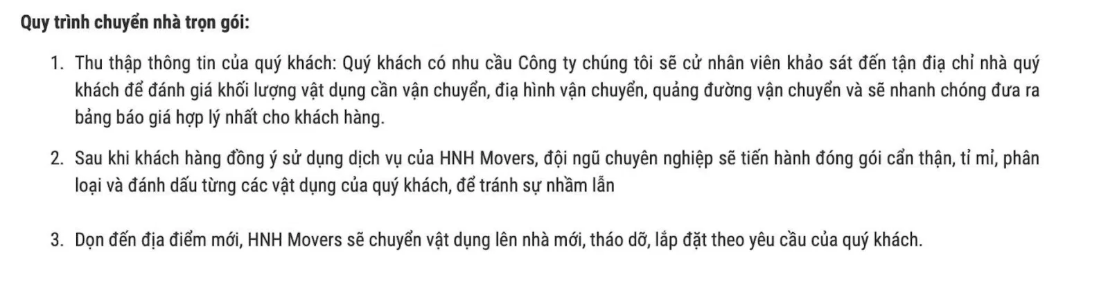 Quy trình chuyển nhà của Công Ty Vận Chuyển Nhà,Văn Phòng trọn gói HNH Movers (Ảnh BlogAnChoi)