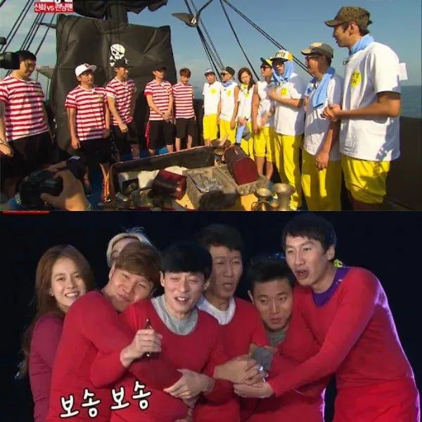 Team Running Man đối đấu với Shinhwa và Team PD. (Ảnh :Internet). Team Running Man đối đấu với Shinhwa và Team PD. (Ảnh :Internet).
