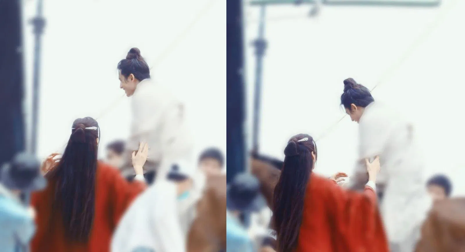 Còn thực tế là em Cung phải đỡ anh Hạn xuống ngựa. (Ảnh: Internet)