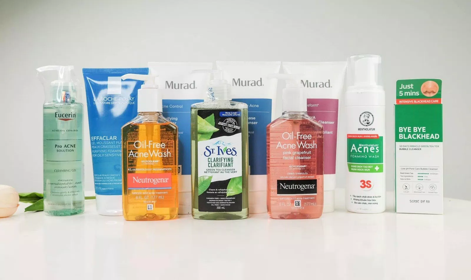 Tổng hợp sữa rửa mặt chứa AHA/ BHA cho da mụn (Nguồn: Internet).