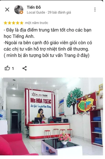Đánh giá của học viên về trung tâm Anh ngữ MS HOA TOEIC (ảnh: BlogAnChoi)