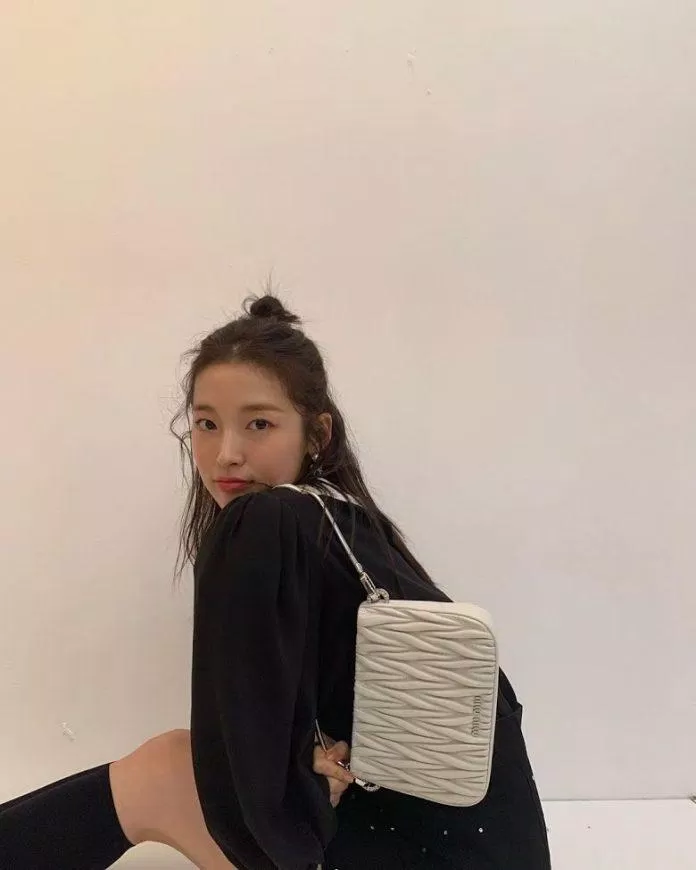 Arin (OH MY GIRL) sở hữu chiếc túi Sassy của thương hiệu Miu Miu. (Nguồn: Internet)
