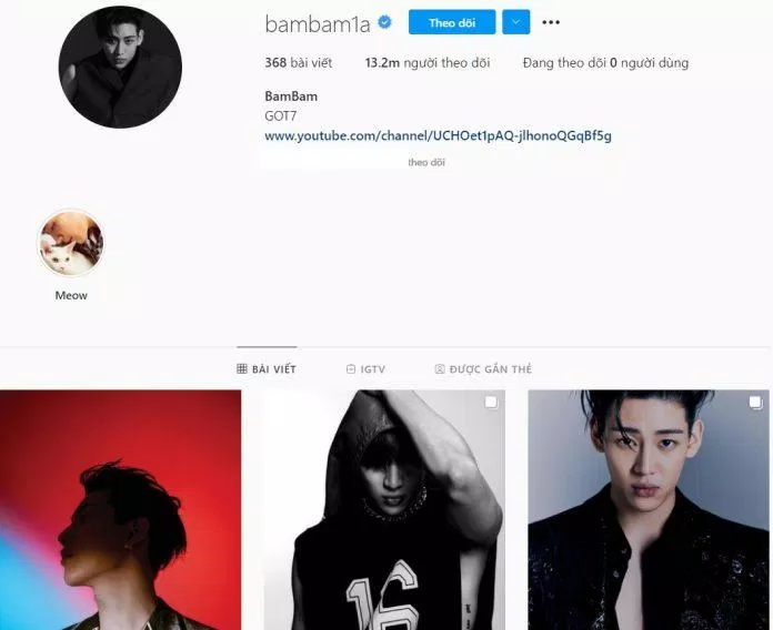 Số người theo dõi hiện tại của BamBam là 13,19 triệu người (Nguồn: Instagram)