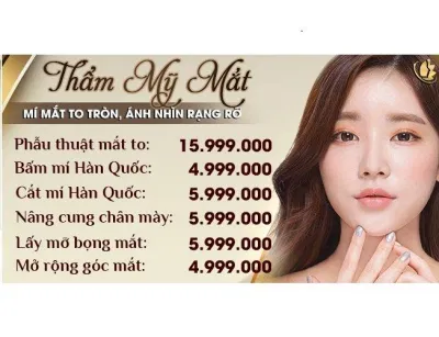 Bảng giá thẩm mỹ mắt thẩm mỹ V.I.P (Nguồn: Internet) Bảng giá thẩm mỹ mắt thẩm mỹ V.I.P (Nguồn: Internet)