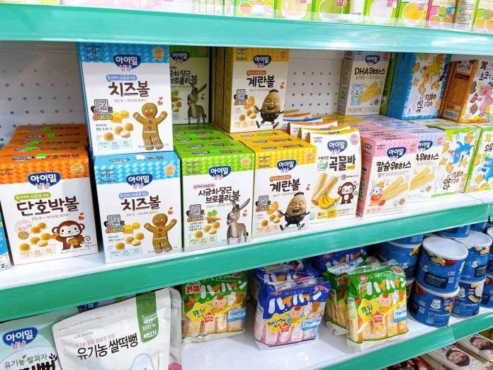 Bánh Ildong được bày bán trên kệ của các siêu thị mẹ và bé.  (Nguồn: internet)