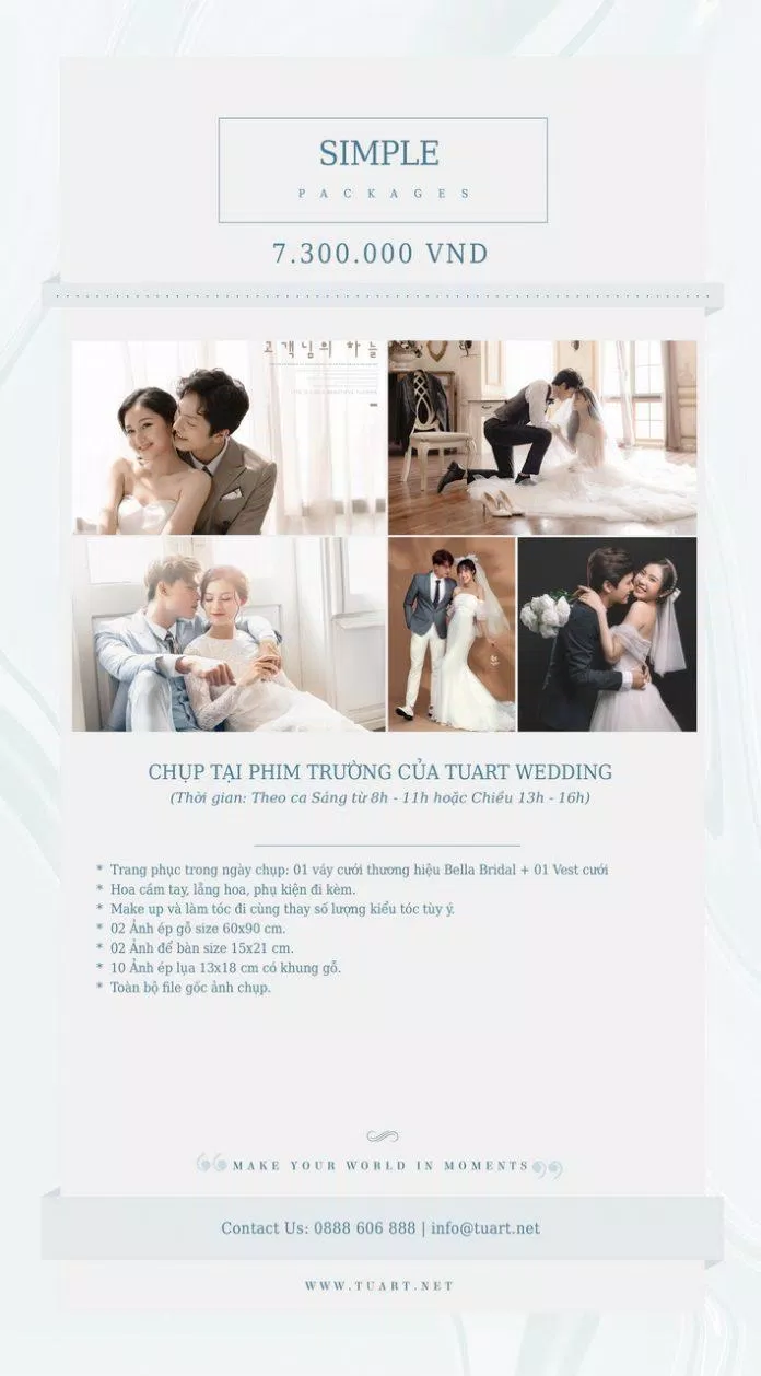 Bảng giá dịch vụ của TuArt Wedding (ảnh: TuArt Wedding)