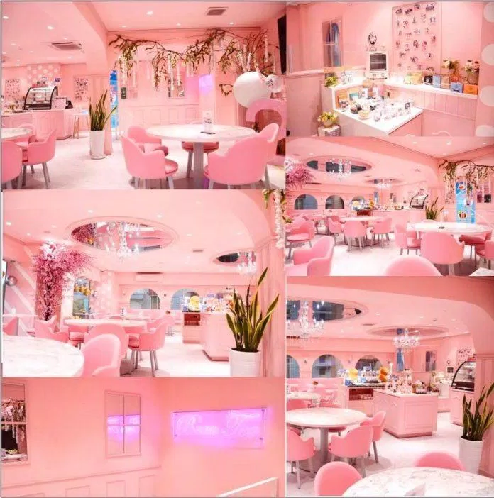 Không gian ngập sắc hồng tại Beau Tea (Nguồn: Internet)