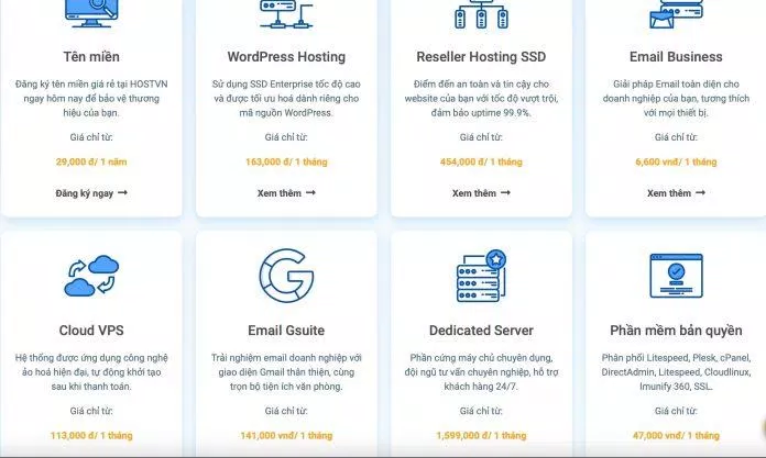 Dịch vụ và bảng giá của Công ty Cổ phần Giải pháp Công nghệ HOSTVN Hà Nội (Ảnh BlogAnChoi)