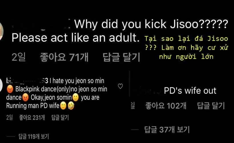 Một số bình luận tấn công trên Instagram của nữ diễn viên. (Ảnh : Internet). Một số bình luận tấn công trên Instagram của nữ diễn viên. (Ảnh : Internet).