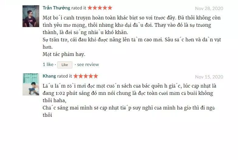 Đánh giá của độc giả về cuốn sách Con Chim Xanh Biếc Bay Về. (Ảnh: BlogAnChoi)