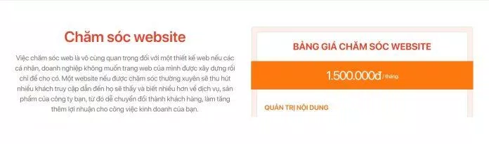 Bảng giá dịch vụ chăm sóc website (Ảnh BlogAnChoi)