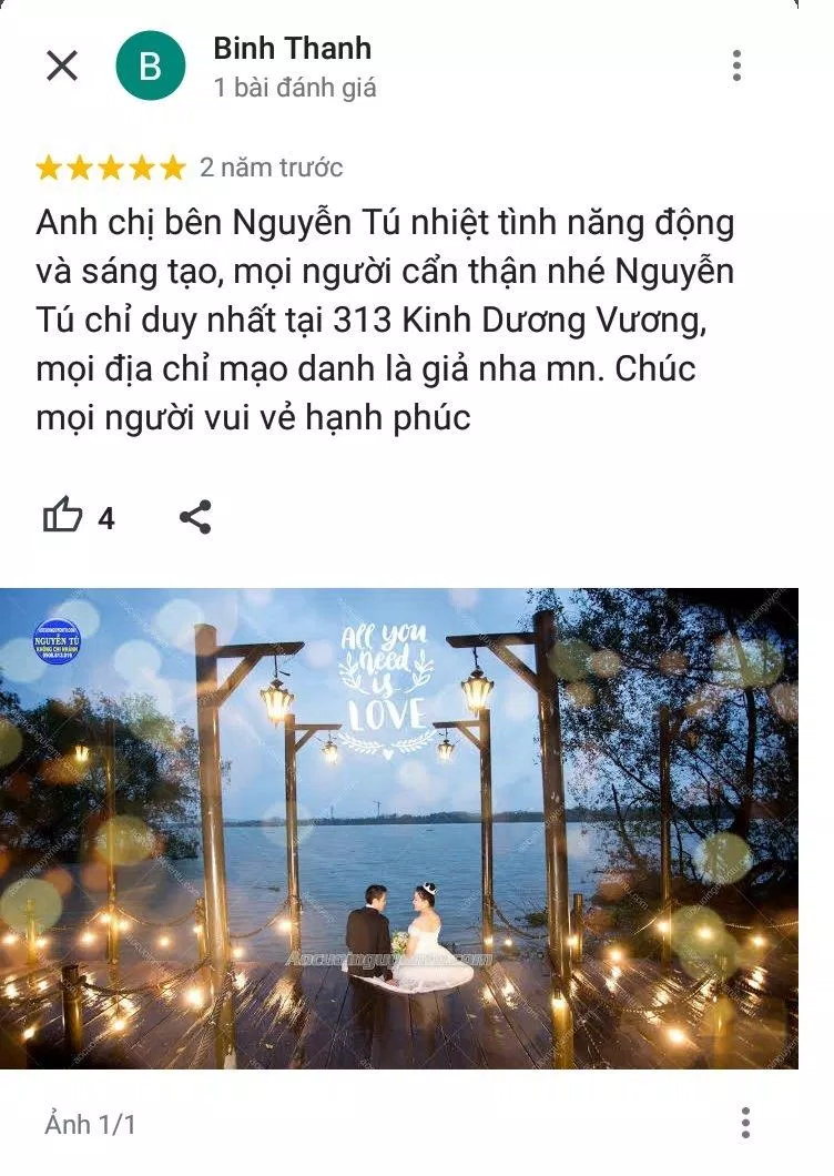 Đánh giá của khách hàng về Áo Cưới Nguyễn Tú (ảnh: BlogAnChoi)