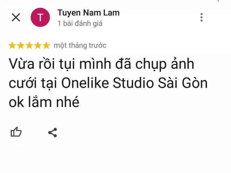 Đánh giá của khách hàng về Onelike Studio (ảnh: BlogAnChoi)