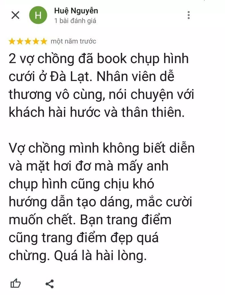 Đánh giá của khách hàng về Onelike Studio (ảnh: BlogAnChoi)