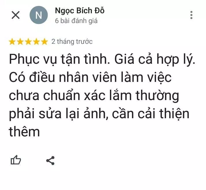 Đánh giá của khách hàng về Ngọc Huy Pro Studio (ảnh: BlogAnChoi)