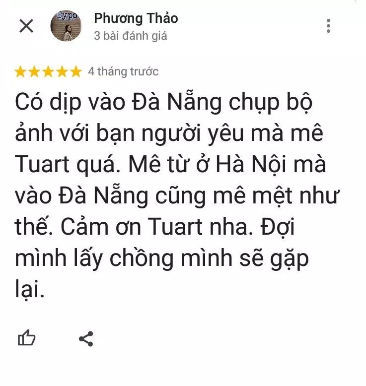 Đánh giá của khách hàng về TuArt Wedding (ảnh: BlogAnChoi)