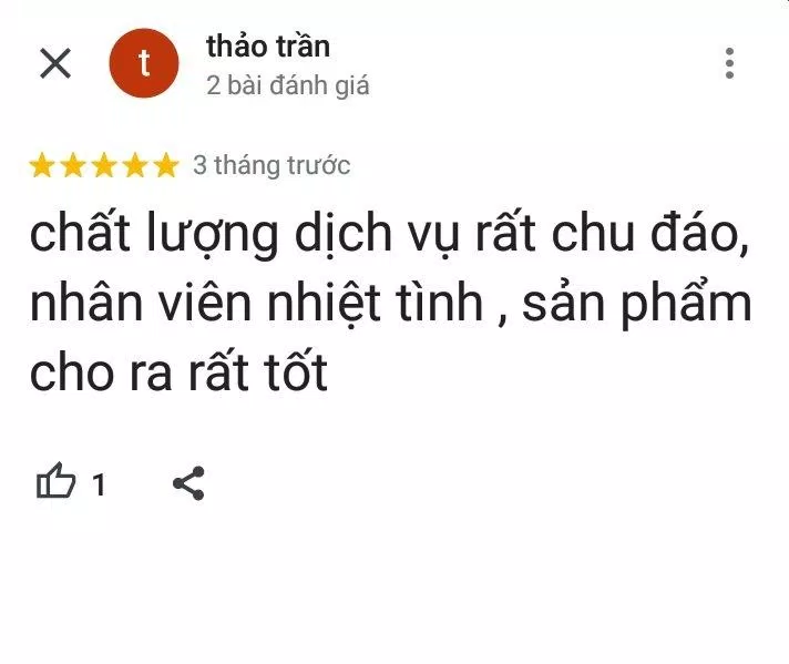 Đánh giá của khách hàng về Thạch Anh Studio (ảnh: BlogAnChoi)