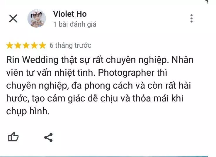 Đánh giá của khách hàng về Rin Wedding (ảnh: BlogAnChoi) Đánh giá của khách hàng về Rin Wedding (ảnh: BlogAnChoi)