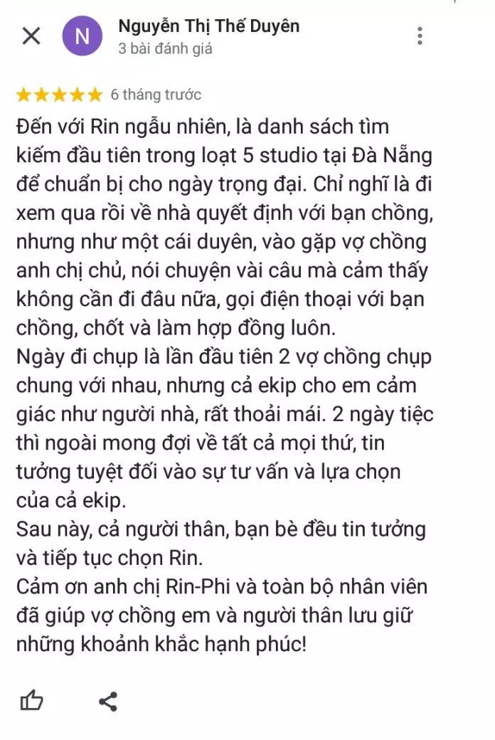 Đánh giá của khách hàng về Rin Wedding (ảnh: BlogAnChoi) Đánh giá của khách hàng về Rin Wedding (ảnh: BlogAnChoi)