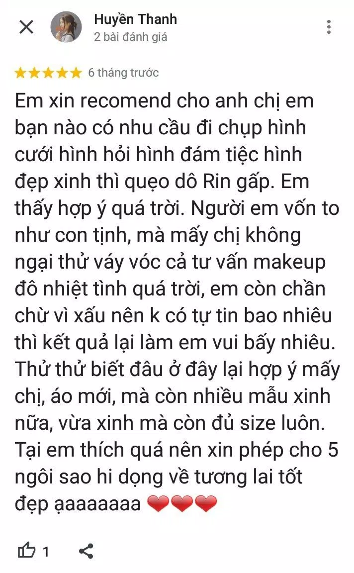 Đánh giá của khách hàng về Rin Wedding (ảnh: BlogAnChoi) Đánh giá của khách hàng về Rin Wedding (ảnh: BlogAnChoi)