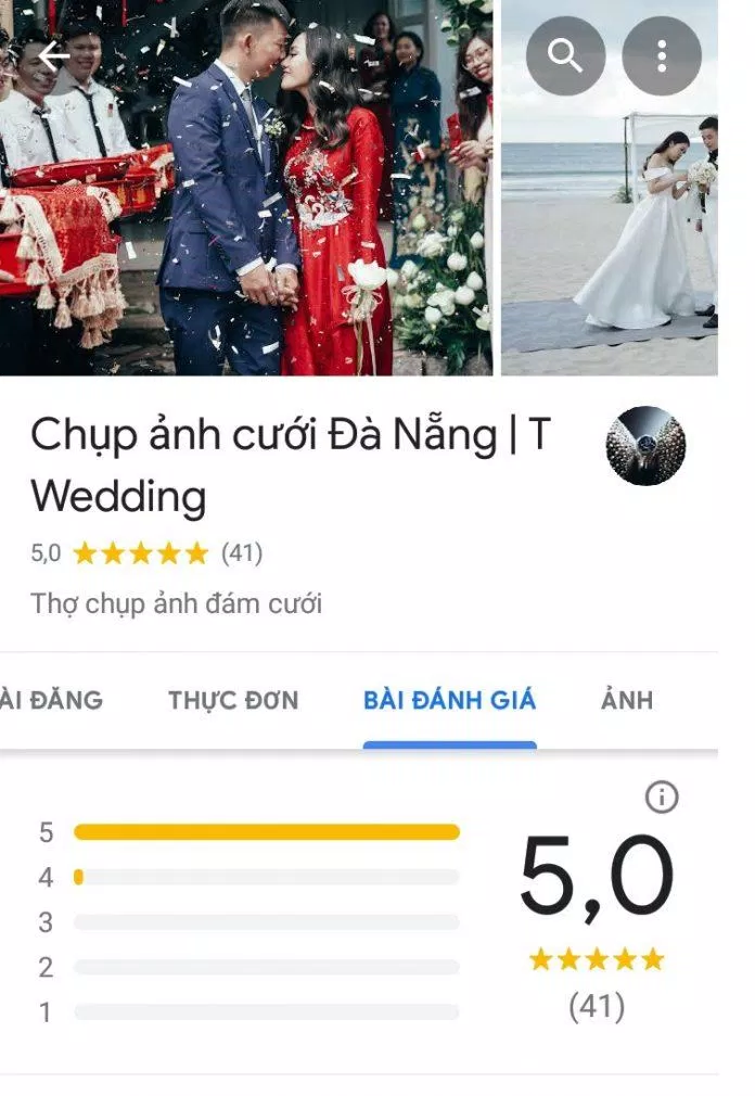 Đánh giá trên Google của T Wedding (ảnh: BlogAnChoi)